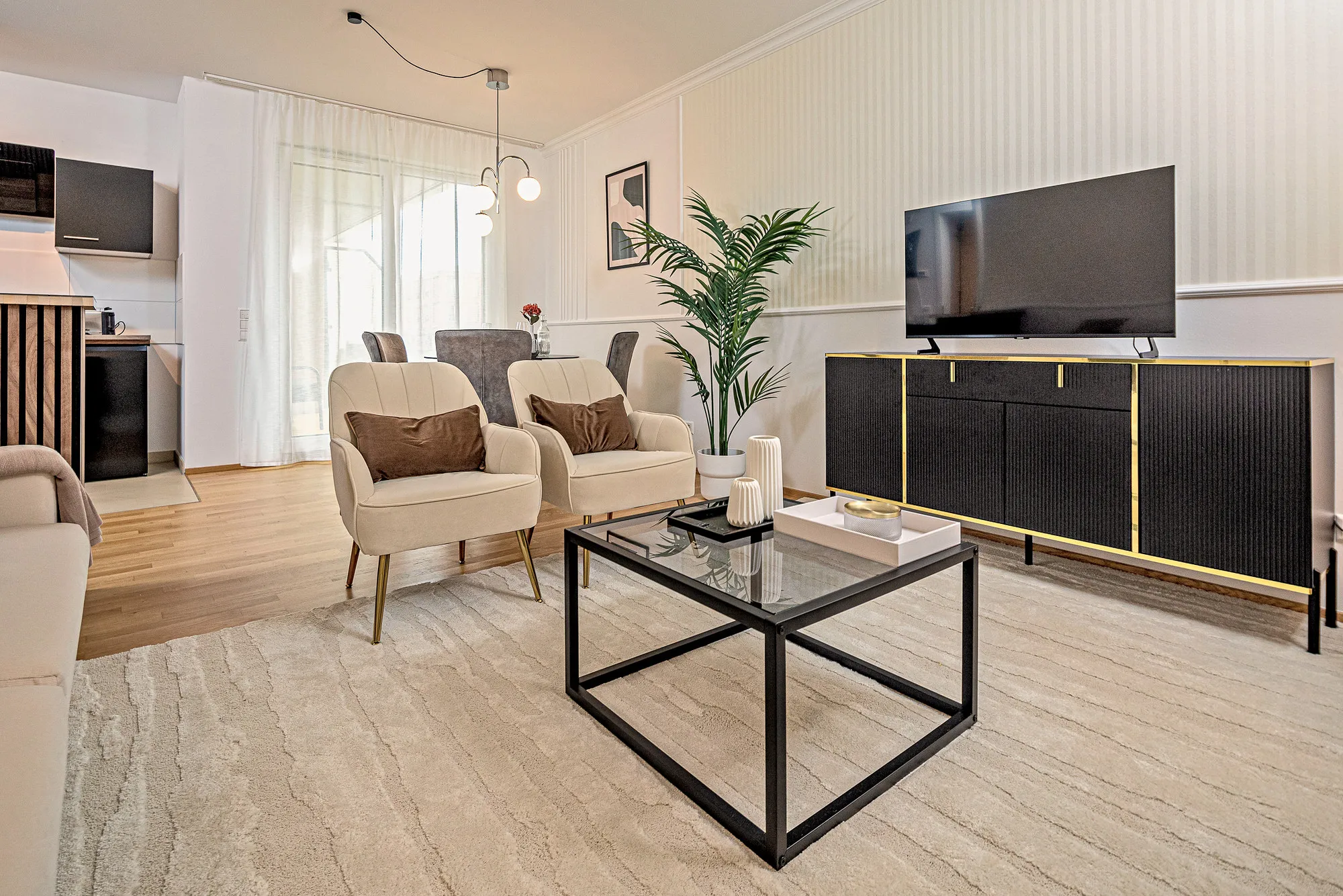 Wohnbereich im Boutique-Apartment Beletage in Dresden