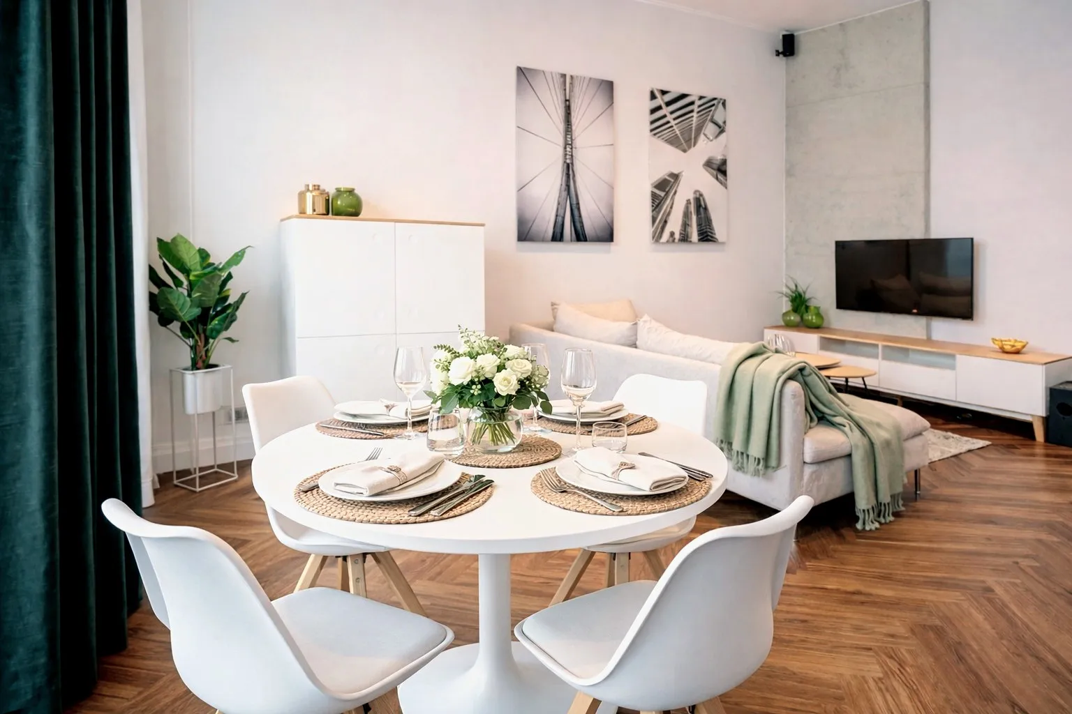 Essbereich im Boutique-Apartment Green II in Dresden