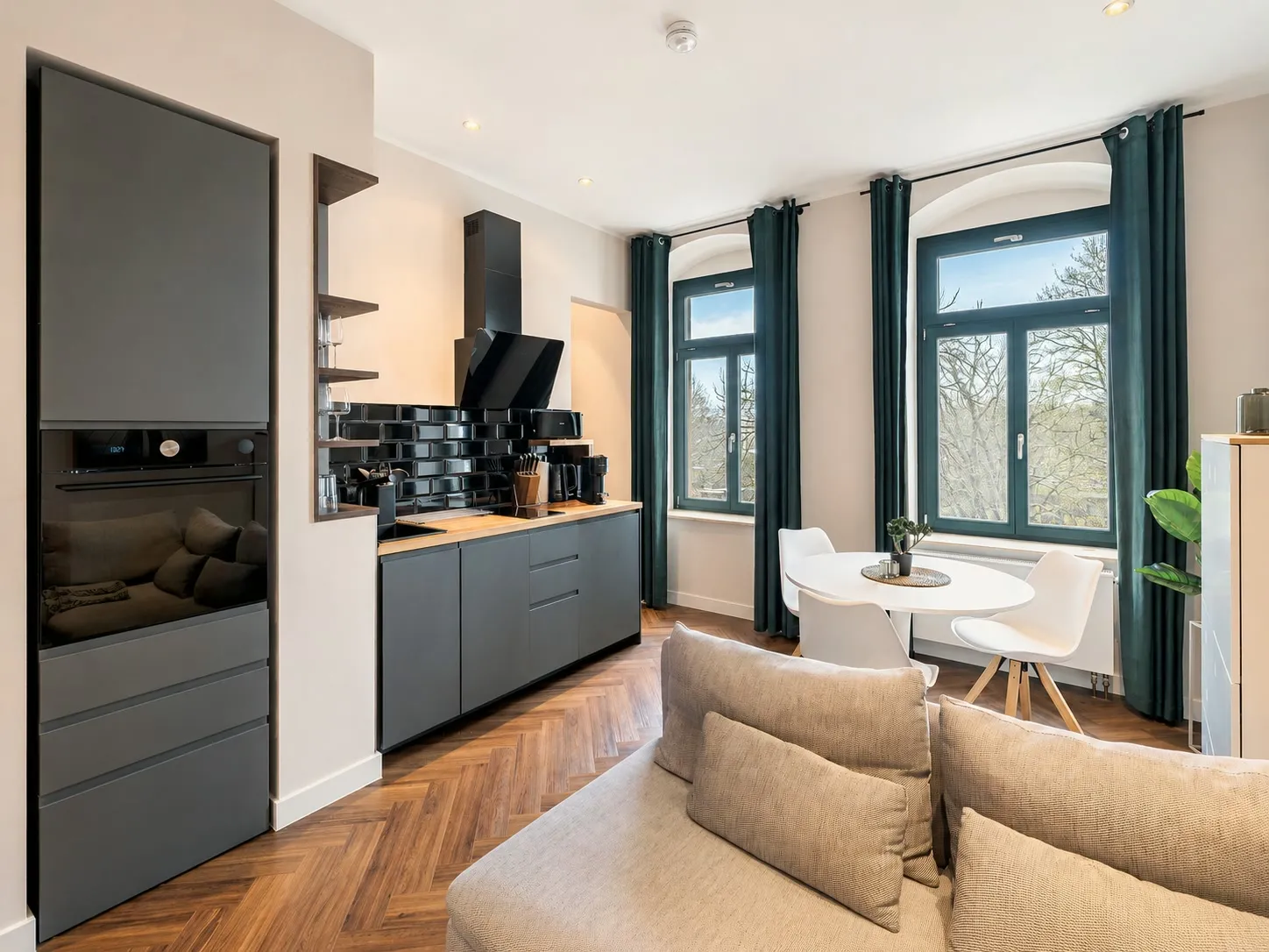 Küche im Boutique-Apartment Green II in Dresden