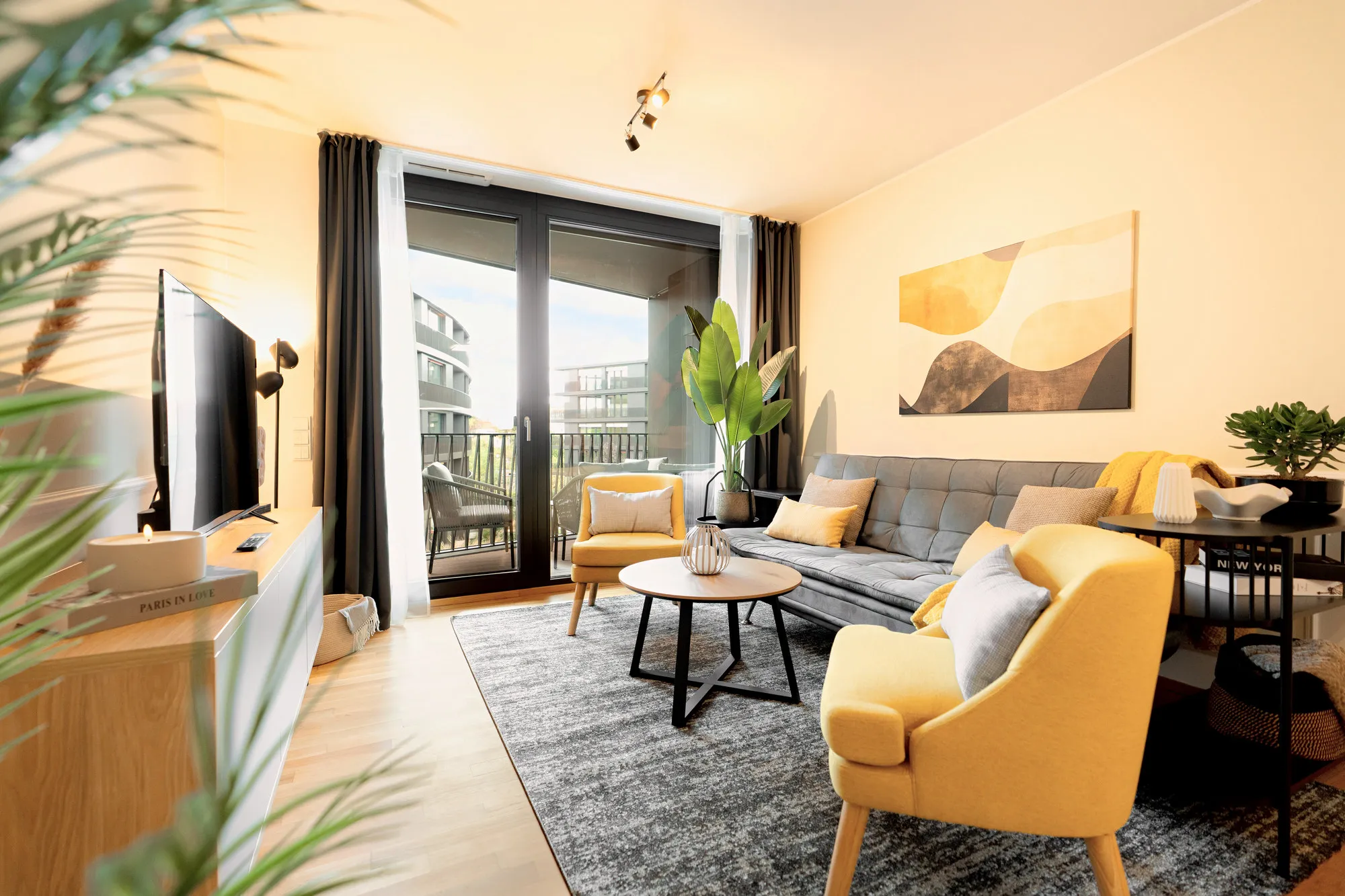 Wohnbereich im Boutique-Apartment Marina Garden in Dresden