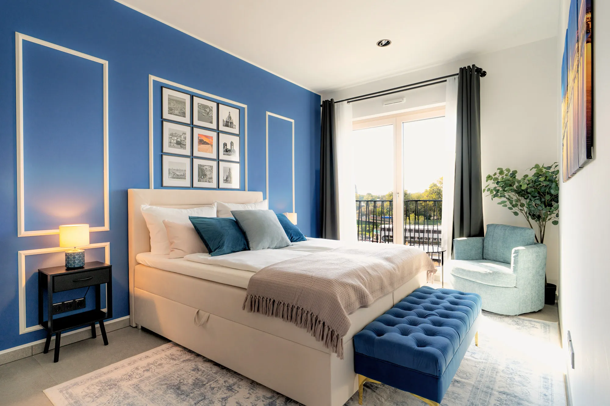 Schlafzimmer im Boutique-Apartment Promenadenquartier in Dresden