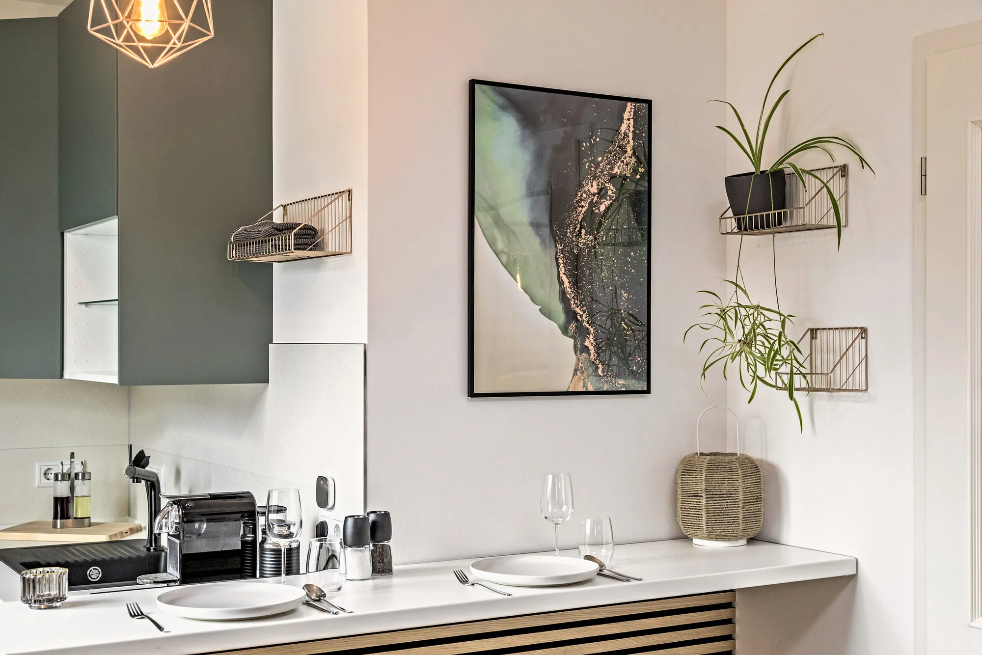 Essbereich im Boutique-Apartment Stadtquartier in Dresden