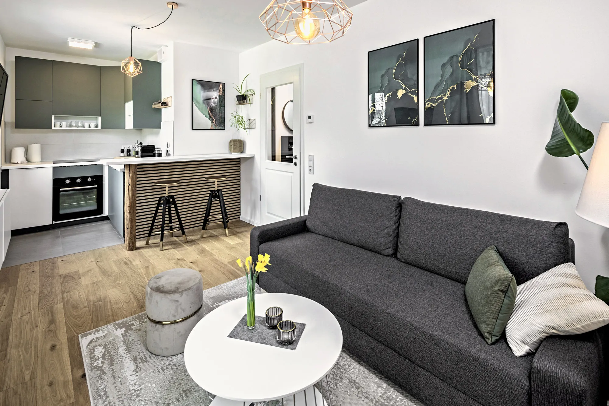 Wohnbereich im Boutique-Apartment Stadtquartier in Dresden